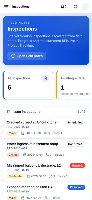 Inspections on a phone