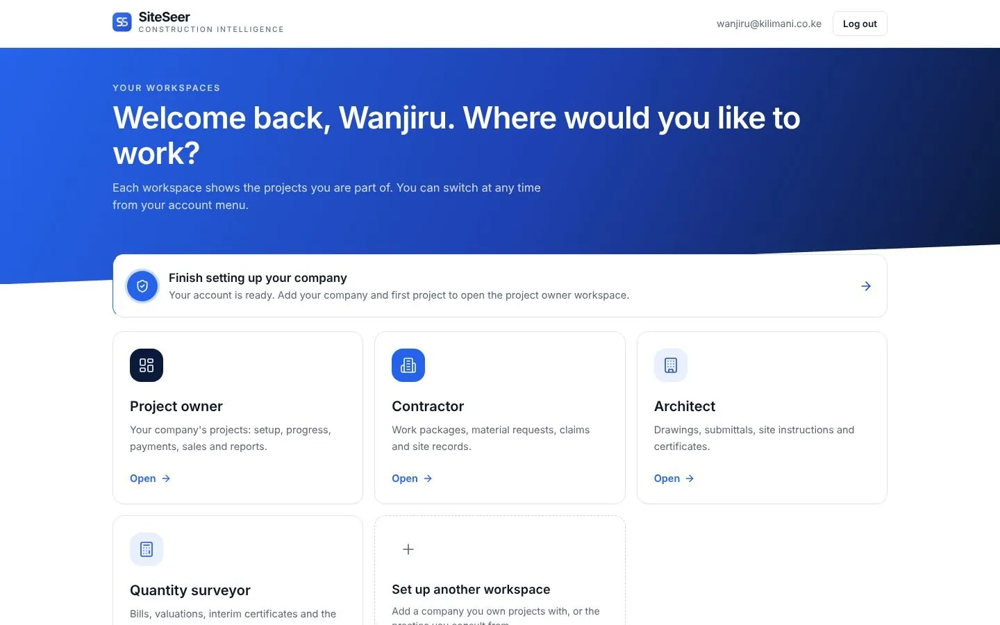 Choosing a workspace by role